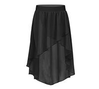 Freebily Tutu Danza Classica Bambina Chiffon Gonna Davanti Corta Dietro Lunga Gonnellino a Portafoglio da Danza del Ventre Tulle Ballerina da Pattinaggio Artistico Nero 10 Anni