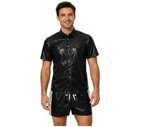 Freebily Uomo Tuta Da Ginnastica Set Tuta Ginnastica Due Pezzi Completo Due Pezzi Lucida Abbigliamento Estivo La Spiaggia Tropicale Hawaiano Nero M