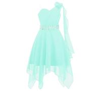 Freebily Vestito da Festa Cerimonia Matrimonio Damigella Bambine Ragazze Monospalla Elegante Abito da Sposa Comunione Battesimo Chiffon Vestito da Principessa Orlo Asimmetrico
