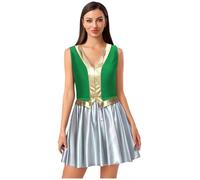 Freebily Vestito da Principessa Araba Indiana Donna Abito da Discoteca Rave Party Lucido Abito Travestimento Costume in Maschera per Feste a Tema Halloween o Carnevale Verde L