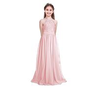 Freebily Vestito Lungo Bambina Elegante Principessa Pizzo Floreale Chiffon Tutu Abito da Sera Cerimonia Damigella d'Onore Comunione Vestiti Bimba Festa di Compleanno Rosa 12 Anni