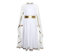 Freebily Vestito Maria Vergine Bambina Costume da Ragazza Santa Maria Toga Abito Rappresentazione della Natività Mantello per Natale e Recite Costume Carnevale Halloween Bianco 13-14 anni