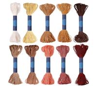 FREEBLOSS 10 fili Sashiko, 100% cotone, 10 x 25 m, per ricamo giapponese Sashiko, per cucito a mano, filo di cotone spesso, per trapuntatura, cucito a mano, accessori per ricamo, marrone