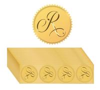 FREEBLOSS 100pcs R Adesivi in lamina d'oro Lettera Busta Sigillo Adesivi R Modello in rilievo Sigilli Certificato Sigilli Oro Matrimonio Scrapbook Adesivi Oro per Buste 2 ''