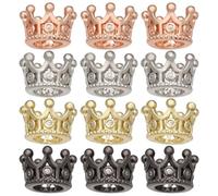 FREEBLOSS 12 mini corona in metallo per la casa delle bambole 4 colori con stelle decorazione torta principessa accessori per acconciature bambole 0.43 x 0.28" (oro/argento/oro rosa/nero)