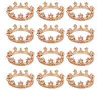 FREEBLOSS 12 mini corone in metallo per casa delle bambole mini corone in miniatura dorate con stelle principessa topper torta accessori 2,2 x 0,5 cm