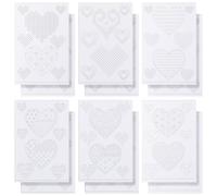 FREEBLOSS 12 modelli di trasferimento solubili in acqua Sashiko Stabilizzatori per cucire a mano con motivo a cuore Stick e Stitch Modelli di carta da ricamo Modelli Sashiko per gli amanti del cucito