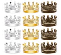 FREEBLOSS 12 pezzi casa delle bambole Mini corona in metallo mini corona per bambole oro & argento & rame piccola corona in miniatura mini corona d'oro mini corona in lega principessa