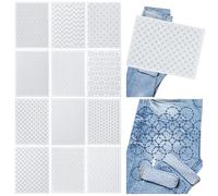 FREEBLOSS 12 pz. Stabilizzatori per Ricamo Idrosolubili Sashiko Formato A4 8.3x11.8'' stabilizzatori per Ricamo Modello Sashiko Adesivo Stick e Lavabile Stabilizzatore per Ricamo