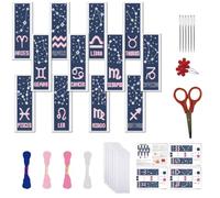 FREEBLOSS 12 set Kit Segnalibro Punto Croce per Principianti Segnalibri Punto Croce con Dodici Segni Zodiacali Kit Segnalibro Ricamo Timbrato Fai Da Te Progetti Punto Croce per Amanti Dei Libri