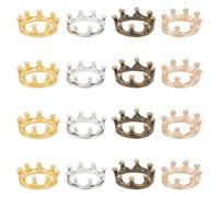 FREEBLOSS 16 mini corone per casa delle bambole in metallo, piccole corone in miniatura per decorazione torta principessa, accessori per capelli, 1,7 x 0,6 cm, oro, argento, oro rosa e rame