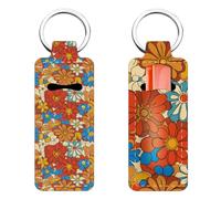 FREEBLOSS 2 pezzi Portafogli Porta Balsamo per Labbra Portachiavi a Margherita per Lucidalabbra Portachiavi Burrocacao Modello Floreale Non Perdere mai il tuo Balsamo per Labbra 3,8x9,6 cm