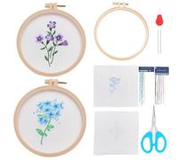 FREEBLOSS 2 set di kit da ricamo floreale per principianti in organza stampata panno da ricamo trasparente organza ricamo arte da parete kit punto croce fiori trasparenti kit da ricamo con istruzioni
