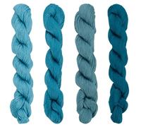 FREEBLOSS 4 matasse di filo da ricamo Sashiko Sashiko, 4 x 100 m, in puro cotone, filo da ricamo giapponese, per trapuntatura e ricamo, kit da cucito, 4 colori a tema blu