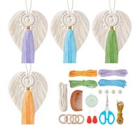 FREEBLOSS 4 set fai da te macramè angelo kit macramè angelo con ali puro cotone macramè appeso decorazione fai da te macramè kit per principianti ornamento estivo