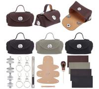 FREEBLOSS 4 Set Kit Mini Borsellino in Pelle Fai da Te Kit per la Creazione di Borse in Pelle pu Kit per la Lavorazione della Pelle Portafoglio in Pelle Fatto a Mano con Design Keychian 6X4X4.5Cm