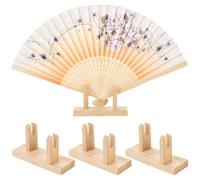 FREEBLOSS 4 supporti pieghevoli per ventagli in bambù, giapponese, in legno, con 2 supporti, per ventilatori a mano, scaffali da scrivania e galleria (10,9 x 4,1 x 1,3 cm)