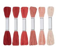 FREEBLOSS 6 matasse di filo Sashiko, 100% cotone, 6 x 50 m, per ricamo giapponese Sashiko, per cucito a mano, filo di cotone spesso, per trapuntatura, cucito a mano, accessori per ricamo, colore rosso