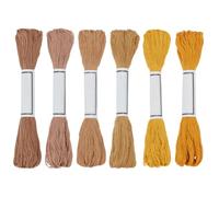 FREEBLOSS 6 matasse di filo Sashiko, 100% cotone, 6 x 50 m, per ricamo giapponese Sashiko, per cucito a mano, filo di cotone spesso, per trapuntatura, cucito a mano, accessori per ricamo, marrone