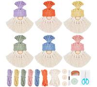 FREEBLOSS 6 Set Macrame Gnomi Babbo Natale Kit Welcome Spring Colors Ornamenti per L'Albero di Natale con Istruzioni Albero di Natale Appeso Decor Kit Macrame per Principianti Adulti Regalo