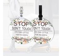 FREEBLOSS Confezione da 2 cartelli per bambini con scritta "No Touching" con fiori ad acquerello, con scritta "No Kissing", per passeggino con scritta "Please Do Not Touch", con 4 cinghie da appendere