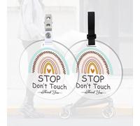 FREEBLOSS Confezione da 2 targhette con scritta "No Touching Baby Sign Boho Rainbow No Kissing Baby Please Do Not Touch" con 4 cinghie da appendere e clip per neonati, regalo per neomamme e papà
