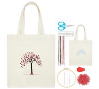 FREEBLOSS Kit di borse in tela da ricamo fai da te con albero della vita, set di borse da ricamo con istruzioni per principianti, kit di ricamo, borsa in tela a punto croce, set per progetti di cucito