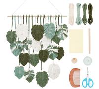 FREEBLOSS Kit Foglie Macrame Opere D'arte in Macramè Fatte a Mano Appendiabiti a Muro con Foglie Intrecciate Kit Macrame per Adulti Principianti Appendiabiti da Parete in Macramè fai da te con Foglie