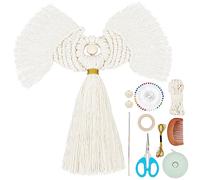 FREEBLOSS Kit per Angeli in macramè Fai da Te con Istruzioni Video Decorazione Macrame Intrecciata con Perline di Legno Kit Macrame Fai da Te per Principianti Appendimenti Natalizi in macramè