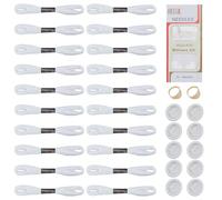 FREEBLOSS Kit Sashiko da 48 pezzi, aghi Sashiko, ditale, protezione per le dita e filo da cucito bianco, accessori artigianali fai da te, strumenti da cucito per ricamo