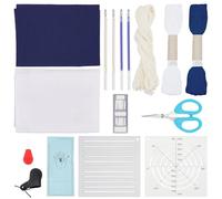 FREEBLOSS Kit Sashiko Stencil Sashiko Aghi e Filo Sashiko Kit di Forniture per Sashiko con Ditale Tessuto da Ricamo Kit per Ricamo Tradizionale Giapponese