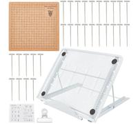 FREEBLOSS Macrame Board 20 x 20,3 cm Con Perni e Supporto Regolabile - Strumento per Intrecciare e Annodare - Craft Helper Board per Creazioni Macramè