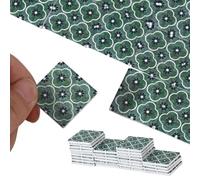 FREEBLOSS Piastrelle per pavimenti per casa delle bambole in legno per casa delle bambole, 72 pezzi, 3 x 3 x 0,3 cm, verde floreale, in scala 1:12, scala 1:6, accessori decorativi per casa delle