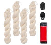 FREEBLOSS Sashiko Multipack Set Con 4 Filati Bianchi 25 Aghi 2 Ditali Regolabile E Strumenti Per Progetti Di Cucito A Mano Sashiko Filato E Kit di Riparazione Aghi Per I Principiante Di Cucito.