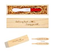 FREEBLOSS Scatola di visualizzazione della gravidanza, a forma di cuore, con motivo ad ali, per test di gravidanza, scatola dei promemoria in legno, per visualizzazione della gravidanza, regalo per