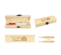 FREEBLOSS Scatola Ricordo Test di Gravidanza Regali di Annuncio di Gravidanza A Sorpresa Arcobaleno per Il Marito Scatola per Souvenir In Legno con Design A Scatto e Nastro di Rafia