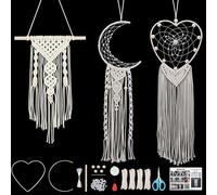 FREEBLOSS Set di 3 acchiappasogni macramè bohémien macramè acchiappasogni luna da appendere alla parete fai da te macramè da appendere alla parete con video tutorial Boho Wedding Party Decor Home Baby
