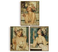 FREEBLOSS Set di 3 stampe artistiche da parete vintage senza cornice, poster artistici su tela per bagno, stampe artistiche su tela retrò per casa, ufficio, decorazione della stanza, 30,5 x 40,6 cm