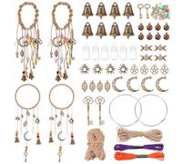 FREEBLOSS Set di 4 campane a vento fai da te, con corda intrecciata, streghe, decorazione per la casa, streghe, campane streghe, per la maniglia, per proteggere le streghe, per principianti