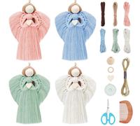 FREEBLOSS Set di 4 set per principianti macramè fai da te, kit macramè per principianti con istruzioni boho angelo, decorazione per adulti, regalo per adulti