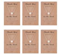 FREEBLOSS Set di 6 collane da damigella d'onore con carte "Tie The Knot" e sacchetto di imballaggio OPP collana di perle d'argento per donne collane per damigelle d'onore