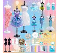 FREEBLOSS Set di 600 pezzi di design alla moda per ragazze, set da cucito con 4 manichini, fai da te e attività fai da te, per tutte le età e gli adulti come regalo