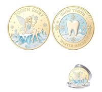 FREECOZYER Moneta della sfida della fatina dei denti per bambini, regalo per il primo dente perduto con fatina magica, gettone di memoria 3D su entrambi i lati, pietra miliare dell'infanzia, ricordo