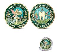 FREECOZYER Moneta della sfida della fatina dei denti per bambini, regalo per il primo dente perduto con fatina magica, gettone di memoria 3D su entrambi i lati, pietra miliare dell'infanzia, ricordo