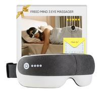 Freed Mind 3 - Massaggiatore per occhi e maschera per dormire con calore Bluetooth, set regalo per genitori, con custodia in pelle scamosciata, sollievo dall'emicrania, rilassamento, sollievo dallo