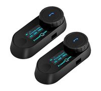 FreedConn TCOM SC Moto Sistema di comunicazione 2-3 Pilota Distanza 800M Interfono Bluetooth da Casco per Moto, Schermo LCD MP3 GPS Impermeabile Universale Interphone Motorbike (Due pezzi)