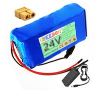 FREEDOH Batteria agli ioni di Litio da 24 Volt 24V 4Ah 6Ah 8Ah 10Ah 12Ah Pacco Batteria al Litio per Motore da 100W 150W 200W 250W 300W con caricabatteria,24v10ah