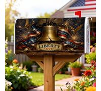 Freedom Bells - Coperture magnetiche per cassetta postale, decorazione patriottica rustica con aquila e stelle per il giorno dell'indipendenza, decorazioni per esterni, 45,7 x 53,3 cm
