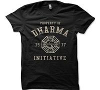 FREEDOM.DRRUI Dharma Initiative 1977 TV Show Lost Mens T-Shirt Unisex Black Tee Black M