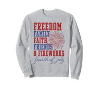 Freedom Family Faith Friends Fuochi d'artificio Festa del 4 luglio Felpa